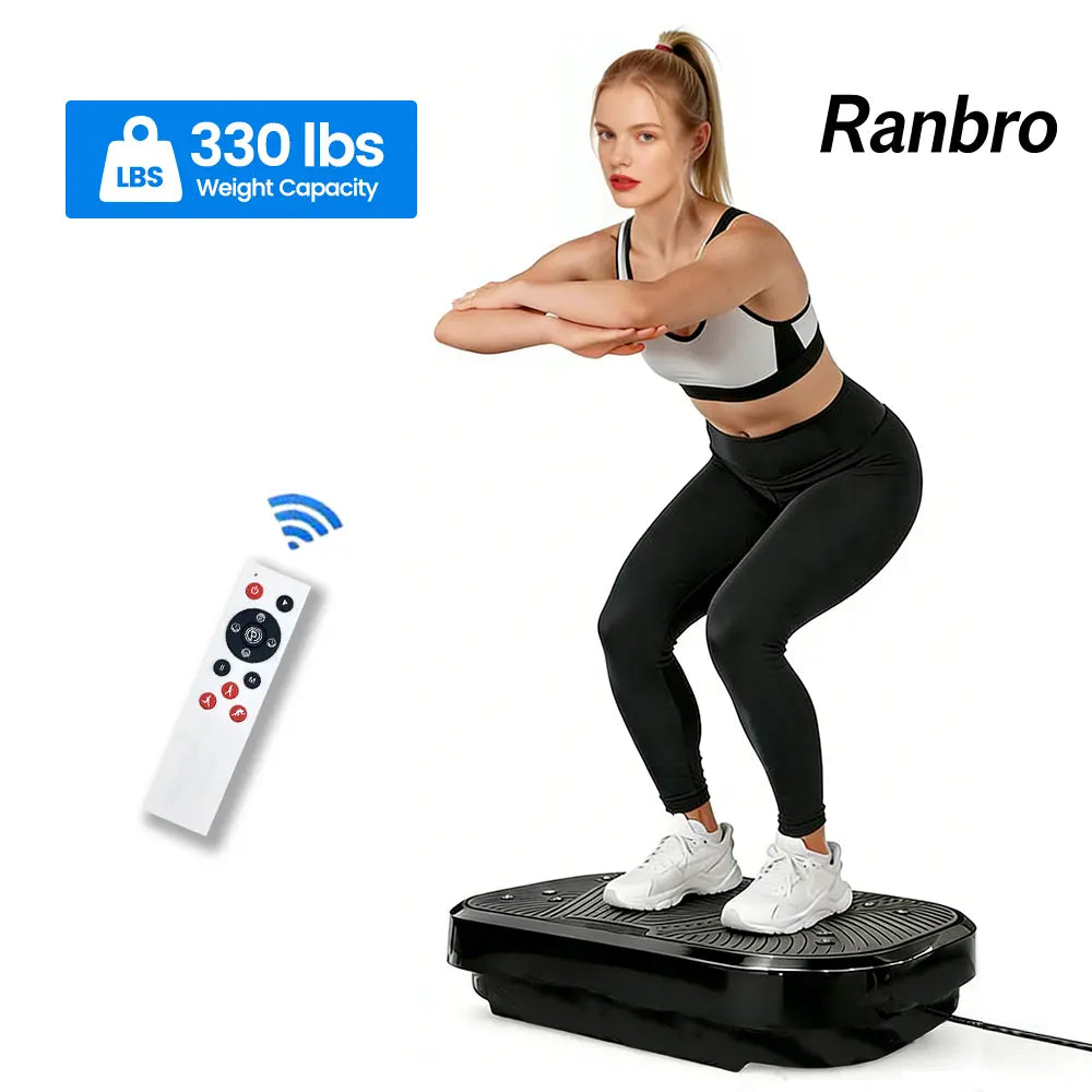 Whole Body Vibration Plate for Home Gym, Portable Exercise Machine with 120 Speeds, Resistance Bands & Remote Control, Quiet Vibration Trainer with 330 Lbs Capacity, Vibration Plates, Gym Fit Vibration Trainers
